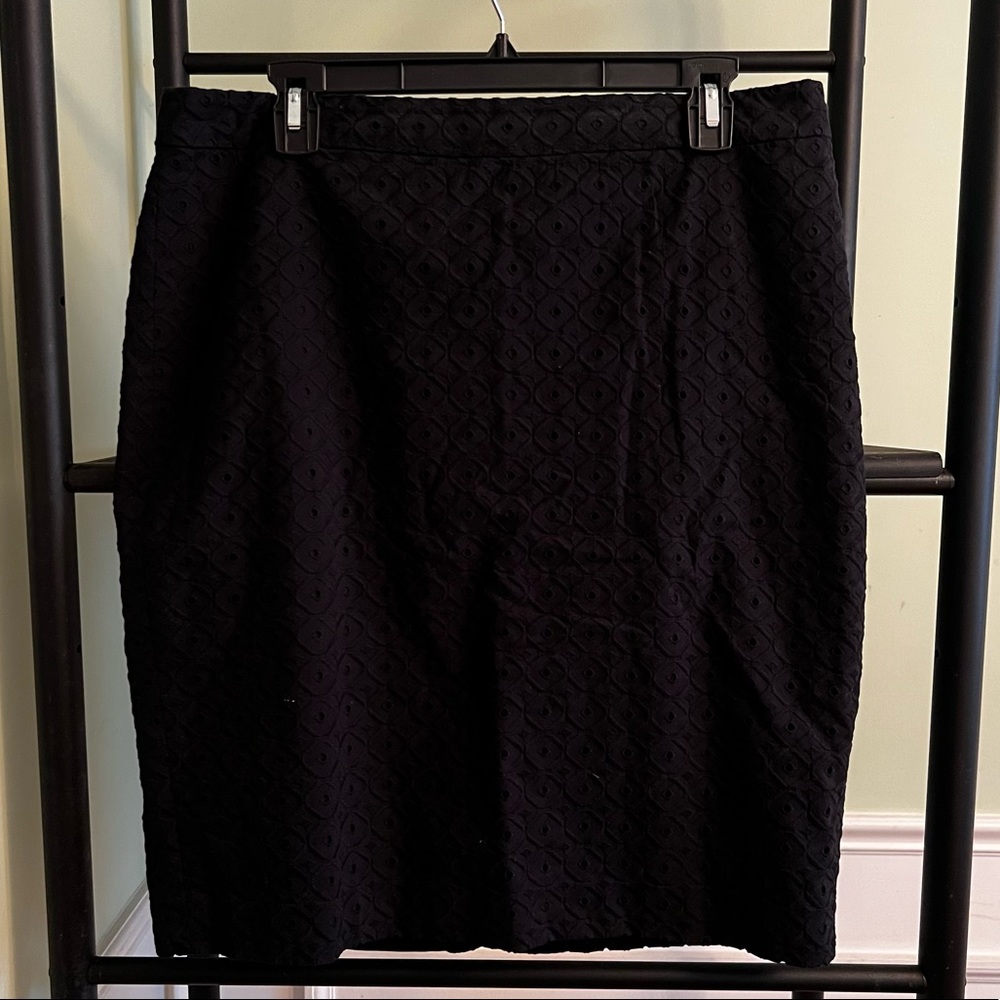 LOFT Black eyelet pencil skirt, size 12
